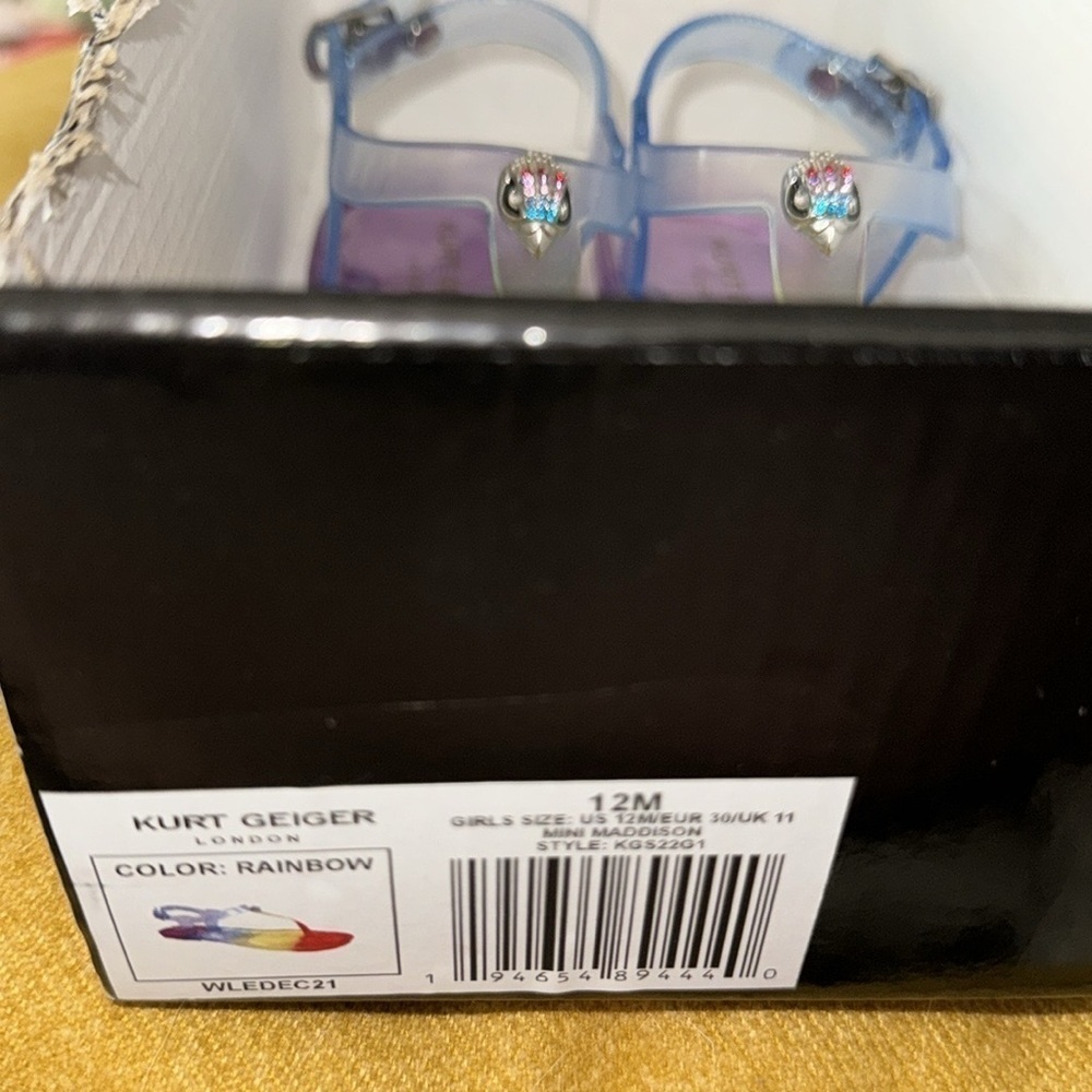 Kurt Geiger Kids Mini Maddison Multicolor Rainbow Coastal Jelly Thong Sandals - Picture 13 of 14